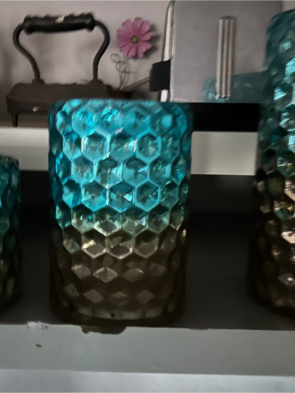 Teal to Brown Ombre Textured Glass Vases - Home Accents